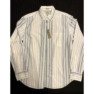 J. Crew Slim Untucked Blue and White Striped Button Down Size Medium NWT
